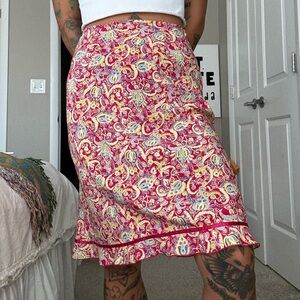 Vintage Y2K Express Paisley Print Midi Skirt